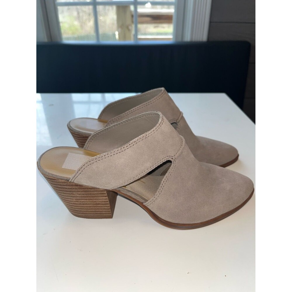 Dolce Vita Sz 9.5 Women’s Taupe Suede Slip-On Mule Heels #boho #indie #gyspy - Picture 2 of 8